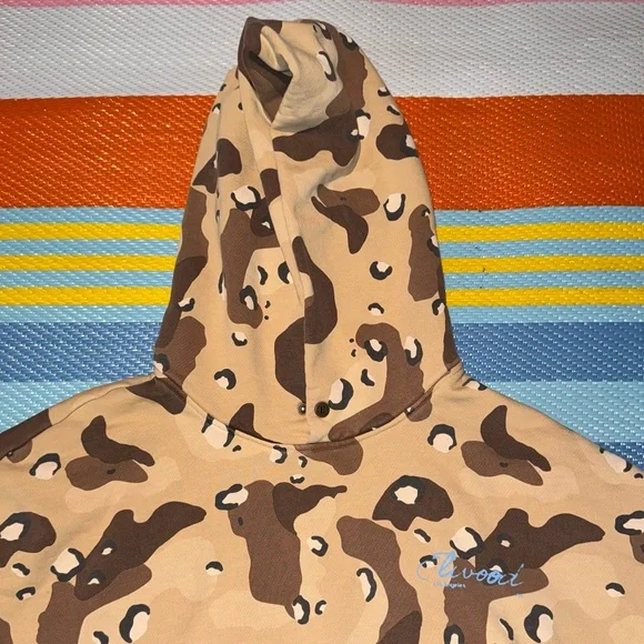 Elwood Desert Camo Boxy Fit Oversized Hoodie Brown Tan Men’s Size X-Large - Picture 2 of 5